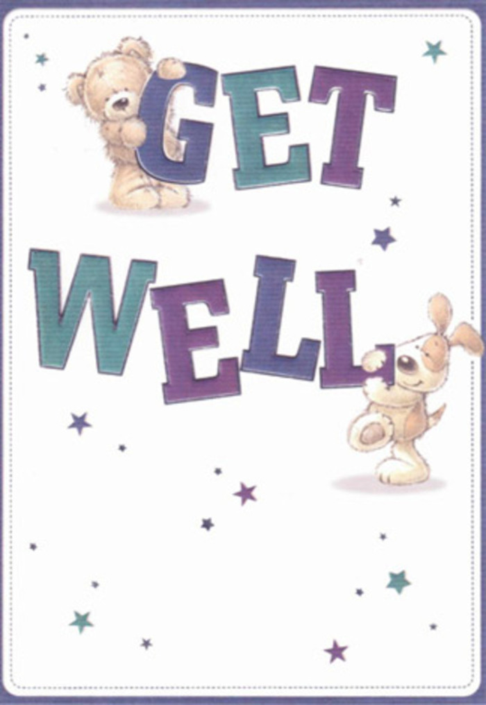 Celebrating gentle encouragement, this get well card is adorned with charming illustrations: a kind-hearted bear and a joyful puppy, whose playful presence brings warmth to any Mill Hill home. The bear's plush fur and the puppy's floppy velvet ears are rendered with such care, it's as though you could reach out and feel them, much like the textures of a fresh bouquet. Stars in shades of twilight blue and soft teal seem to dance around, carrying good wishes from Mill Hill Park all the way down to The Broadway. Confident typography in layered purples and aquas roots the scene, providing both reassurance and cheer. The entire composition glows with a light, airy mood, making it easy to envision pairing this card with a basket of colourful irises and tulips from the local market. Just as every floral creation is arranged with purpose and affection, the artwork here offers comfort and a renewed sense of hope, perfect for lifting the spirits of anyone in recovery across our close-knit Mill Hill community.